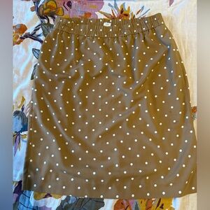 J. Crew Factory Crepe Tan Polka Dot Midi Skirt